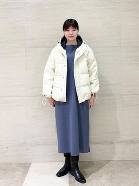 「冬の差し色コーデ」｜「アイテム（ワンピース/ドレス）」を使った、後藤綾乃さん（レディース・165cm）の冬コーディネート