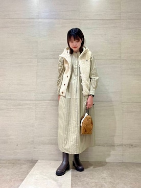 「アイテム（シャツワンピース）」を使った、後藤綾乃さん（レディース・165cm）の秋コーディネート