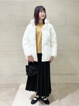 「冬の差し色コーデ」｜「アイテム（バレエシューズ）」を使った、後藤綾乃さん（レディース・165cm）の冬コーディネート