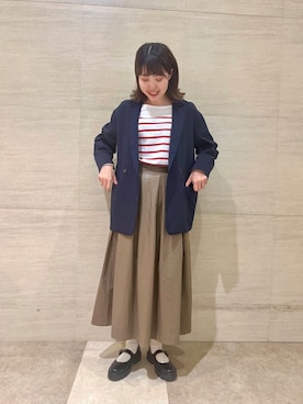 「FORK&SPOON（フォークアンドスプーン）のFORK&SPOON　レザーライクスカート（スカート）」を使った、後藤綾乃さん（レディース・165cm）の秋コーディネート