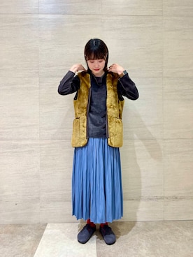 「アイテム（その他アウター、ブラウン系）」を使った、後藤綾乃さん（レディース・165cm）の秋コーディネート