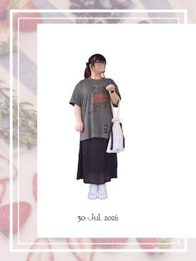「しまむら（シマムラ）のアイテム（スカート）」を使った、みぃさん（レディース・157cm）の夏コーディネート