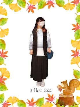 「11月」｜「アイテム（スカート）」を使った、みぃさん（レディース・157cm）の秋コーディネート