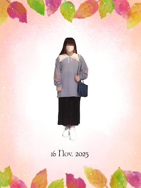 「アイテム（付け襟）」を使った、みぃさん（レディース・157cm）の秋コーディネート