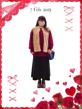 「no brand（ノーブランド）のアイテム（イヤーカフ）」を使った、みぃさん（レディース・157cm）の冬コーディネート
