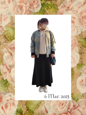 「ぽっちゃりコーデ」｜「アイテム（ブルゾン）」を使った、みぃさん（レディース・157cm）の春コーディネート