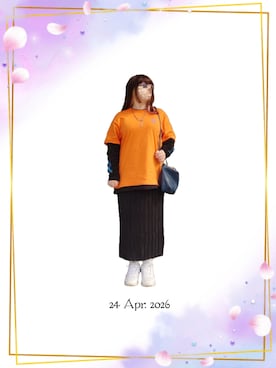 「LiSA ライブTのSWEETなロンT（Tシャツ/カットソー、オレンジ系）」を使った、みぃさん（レディース・157cm）の春コーディネート
