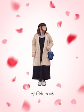 「supergroupiesのアイテム（その他アウター、ベージュ系）」を使った、みぃさん（レディース・157cm）の春コーディネート