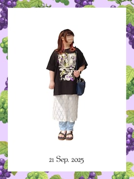 「しまむら（シマムラ）のアイテム（デニムパンツ）」を使った、みぃさん（レディース・157cm）の秋コーディネート