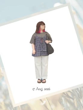 「しまむら（シマムラ）のアイテム（キャミソール、ブルー系）」を使った、みぃさん（レディース・157cm）の夏コーディネート