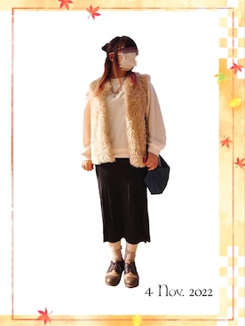 「11月」｜「アイテム（スカート）」を使った、みぃさん（レディース・157cm）の秋コーディネート