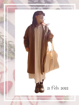 「大判ストール」｜「アイテム（ジャケット/アウター）」を使った、みぃさん（レディース・157cm）の冬コーディネート
