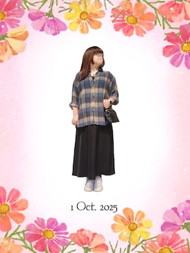 「しまむら（シマムラ）のアイテム（シャツ/ブラウス）」を使った、みぃさん（レディース・157cm）の秋コーディネート