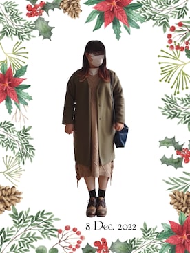 「ぽっちゃりコーデ」｜「アイテム（ノーカラーコート）」を使った、みぃさん（レディース・157cm）の冬コーディネート