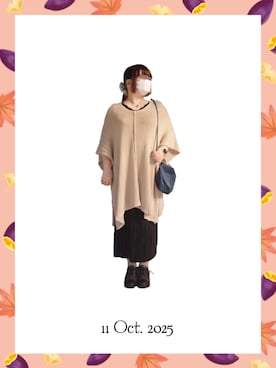 「アイテム（イヤーカフ）」を使った、みぃさん（レディース・157cm）の秋コーディネート