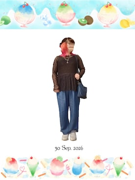 「アイテム（シュシュ）」を使った、みぃさん（レディース・157cm）の秋コーディネート