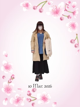 「supergroupiesのアイテム（その他アウター、ベージュ系）」を使った、みぃさん（レディース・157cm）の春コーディネート