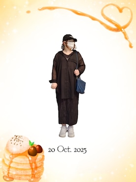 「アイテム（シュシュ）」を使った、みぃさん（レディース・157cm）の秋コーディネート