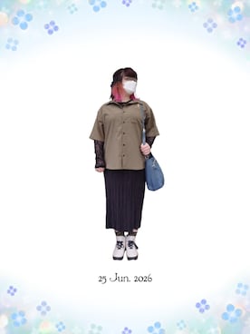 「Avail（アベイル）のアイテム（シャツ/ブラウス、グリーン系）」を使った、みぃさん（レディース・157cm）の夏コーディネート