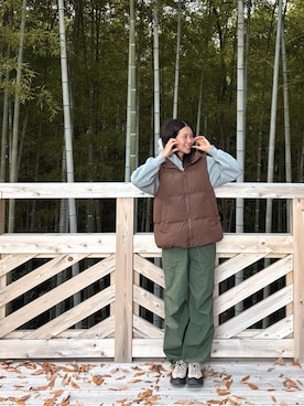 「アイテム（ダウンベスト）」を使った、N.N.さん（レディース・165cm）の冬コーディネート