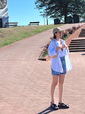 「PULL&BEAR（プルアンドベア）のアイテム（サンダル）」を使った、N.N.さん（レディース・165cm）の夏コーディネート