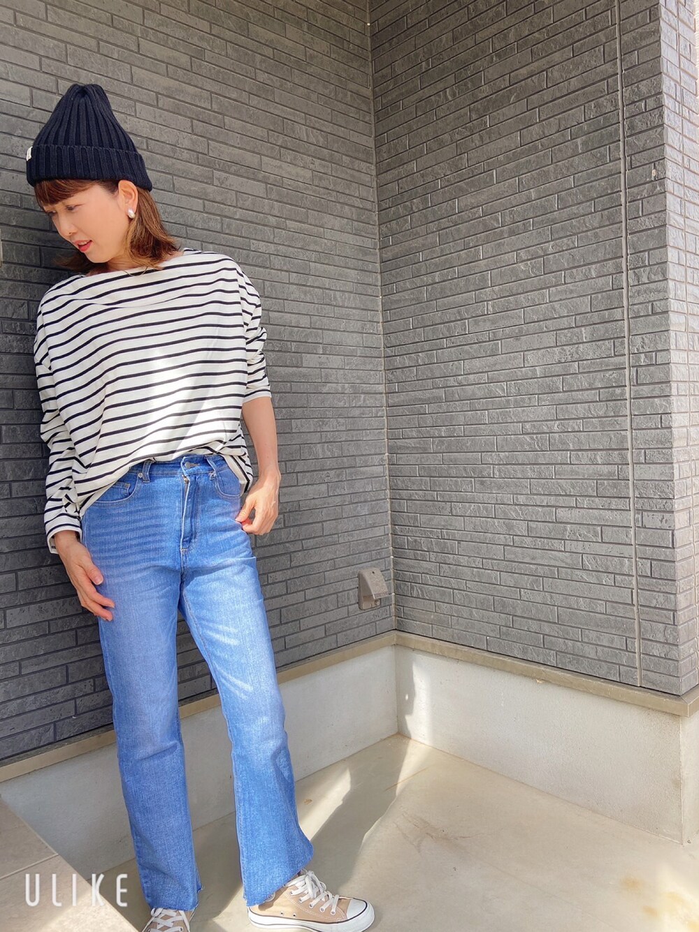 「coca（coca）のアイテム（Tシャツ/カットソー、ホワイト系）」を使った、yuniconさん（レディース・163cm）の秋コーディネートの1枚目の写真