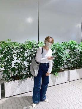 「リメイクデニム」｜「アイテム（バッグ）」を使った、sanako_yoshidaさん（レディース・157cm）の夏コーディネート