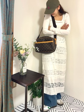 「アイテム（キャップ）」を使った、さちか🌼さん（レディース・155cm・20代）の春コーディネート