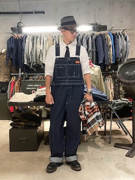 「WAIPER.inc（ワイパーインク）のアイテム（オールインワン・サロペット）」を使った、Leeさん（メンズ・174cm）の秋コーディネート