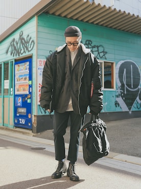 「アイテム（MA-1）」を使った、Leeさん（メンズ・174cm）の秋コーディネート