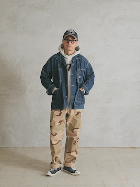 「ROTHCO（ロスコ）のアイテム（パンツ）」を使った、Leeさん（メンズ・174cm）の冬コーディネート