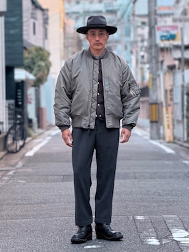 「アイテム（MA-1）」を使った、Leeさん（メンズ・174cm）の冬コーディネート