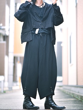 「JOHN LAWRENCE SULLIVAN（ジョンローレンスサリバン）のアイテム（ブーツ）」を使った、K.A.Z.Uさん（メンズ・180cm）の秋コーディネート