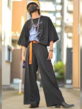 「JOHN LAWRENCE SULLIVAN（ジョンローレンスサリバン）のアイテム（ブーツ）」を使った、K.A.Z.Uさん（メンズ・180cm）の夏コーディネート