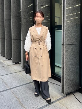 「Chez toi（シェトワ）のアイテム（その他アウター）」を使った、いたみかなこさん（レディース・161cm）の秋コーディネート