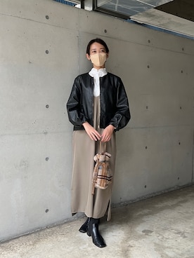 「Chez toi（シェトワ）のアイテム（ブルゾン）」を使った、いたみかなこさん（レディース・161cm）の秋コーディネート