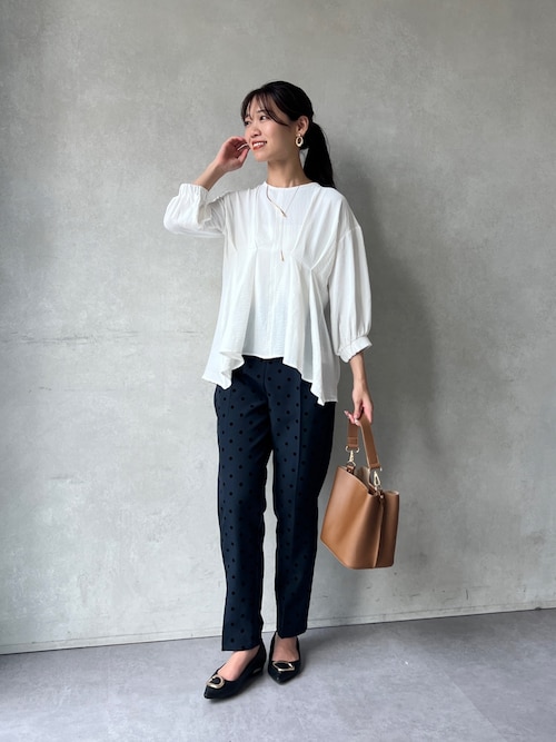 セール】【マイナス3キロ見え】7分袖ウエストタックペプラムブラウス