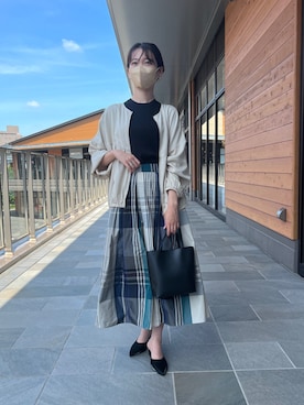 「Chez toi（シェトワ）のアイテム（ブルゾン）」を使った、いたみかなこさん（レディース・161cm）の夏コーディネート