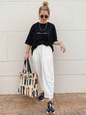 「BOEMY（ボエミー）のアイテム」を使った、natsupooさん（レディース・167cm）の夏コーディネート