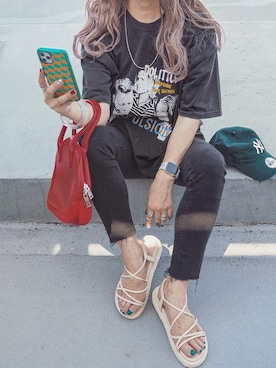 「PBLIM（ページボーイリム）のアイテム（Tシャツ/カットソー）」を使った、natsupooさん（レディース・167cm）の夏コーディネート