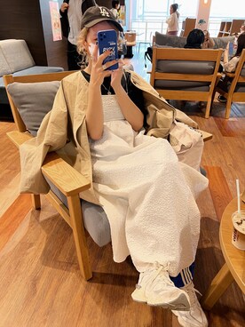 「シャツジャケット」｜「アイテム（ノーカラージャケット）」を使った、natsupooさん（レディース・167cm）の春コーディネート
