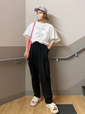 「sakishimatokyo（サキシマトーキョー）のアイテム（トップス）」を使った、natsupooさん（レディース・167cm）の夏コーディネート