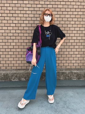 「ＡＮＤＪ（アンドジェイ）のアイテム（スラックス）」を使った、natsupooさん（レディース・167cm）の春コーディネート