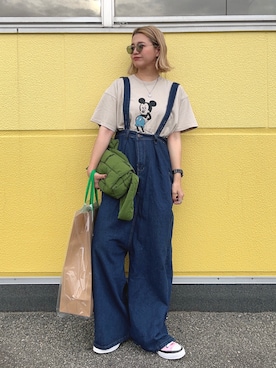 「ミッキーT」｜「アイテム（オールインワン・サロペット）」を使った、natsupooさん（レディース・167cm）の夏コーディネート