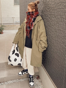 「WEGO（ウィゴー）のアイテム（モッズコート）」を使った、natsupooさん（レディース・167cm）の冬コーディネート