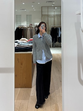 「アイテム（カーディガン/ボレロ）」を使った、kusuda yoshikoさん（レディース・163cm・30代）の冬コーディネート