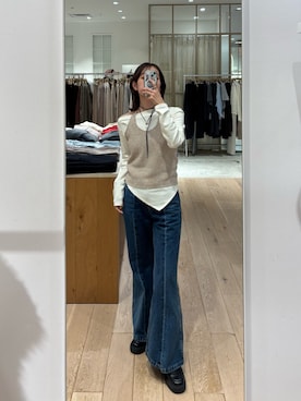 「アイテム（Tシャツ/カットソー）」を使った、kusuda yoshikoさん（レディース・163cm・30代）の冬コーディネート