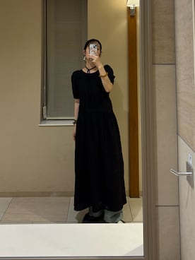 「mystic（ミスティック）のチョーカー付きワンピース（ワンピース、ブラック系）」を使った、kusuda yoshikoさん（レディース・163cm）の春コーディネート