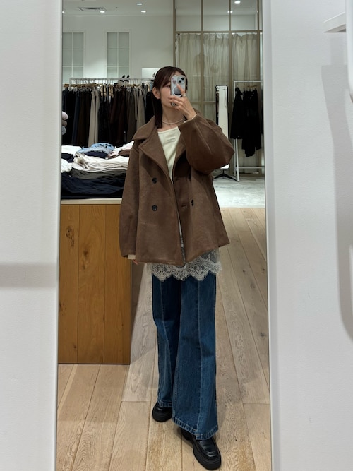 今すぐお届け可能！2サイズ展開】ウール混 シャギーミドルコート