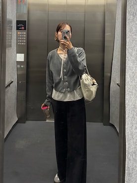 「アイテム（カーディガン/ボレロ）」を使った、kusuda yoshikoさん（レディース・163cm）の秋コーディネート
